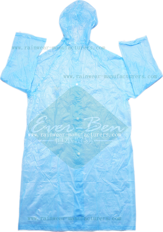 Long Blue plastic rain jacket for children-clear pvc raincoat